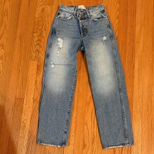 REVICE Light Blue Denim Jeans with Pink Logo Patch